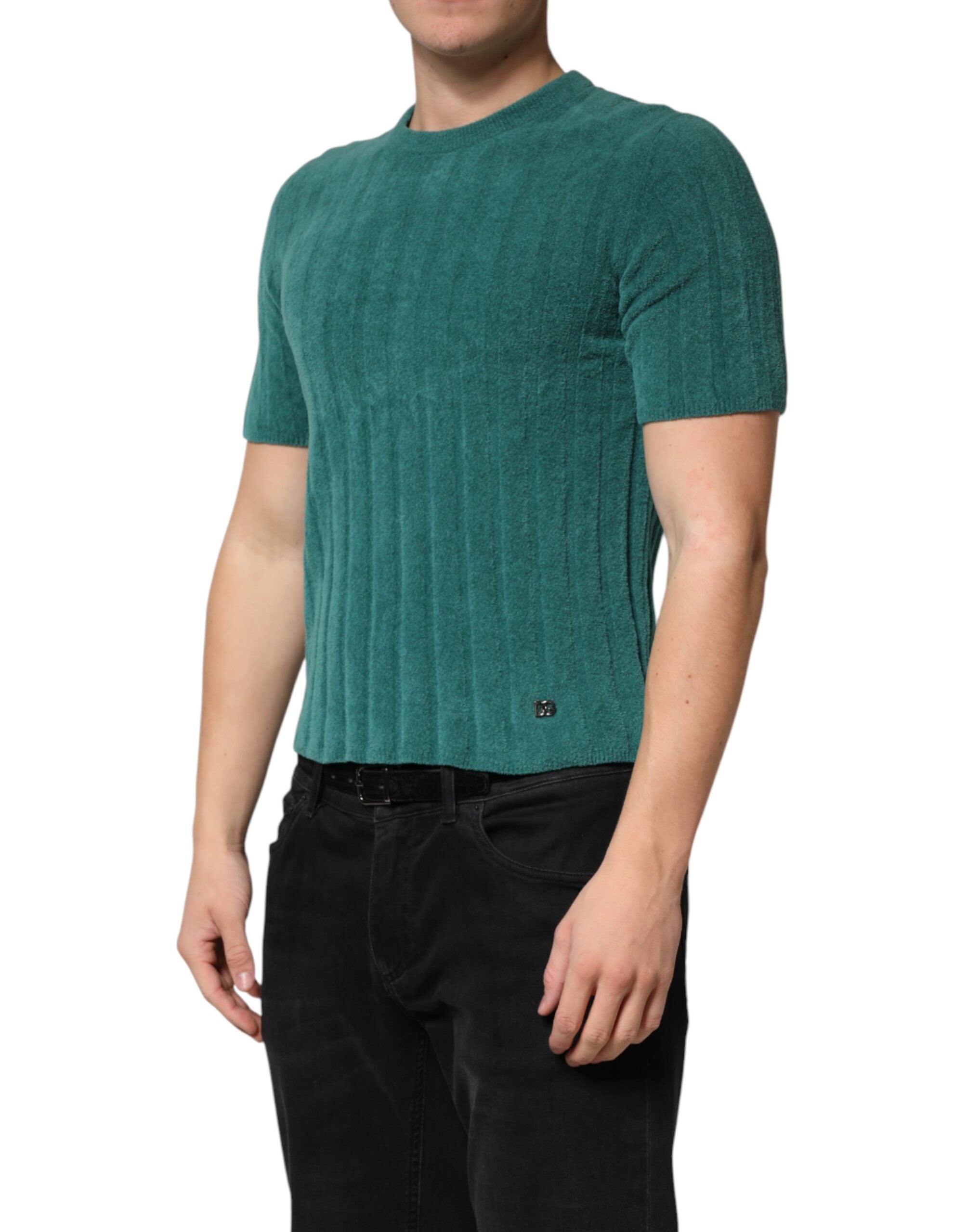 Dolce & Gabbana Dark Green Cotton Blend Men Crew Neck Men's T-shirt
