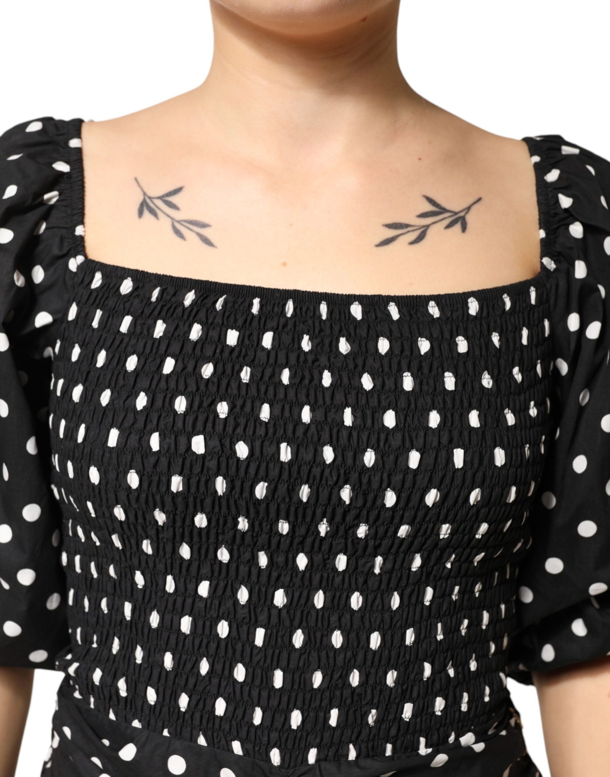Patrizia Pepe Black White Polka Dot Short Sleeves Mini Women's Dress (Pre-Owned)