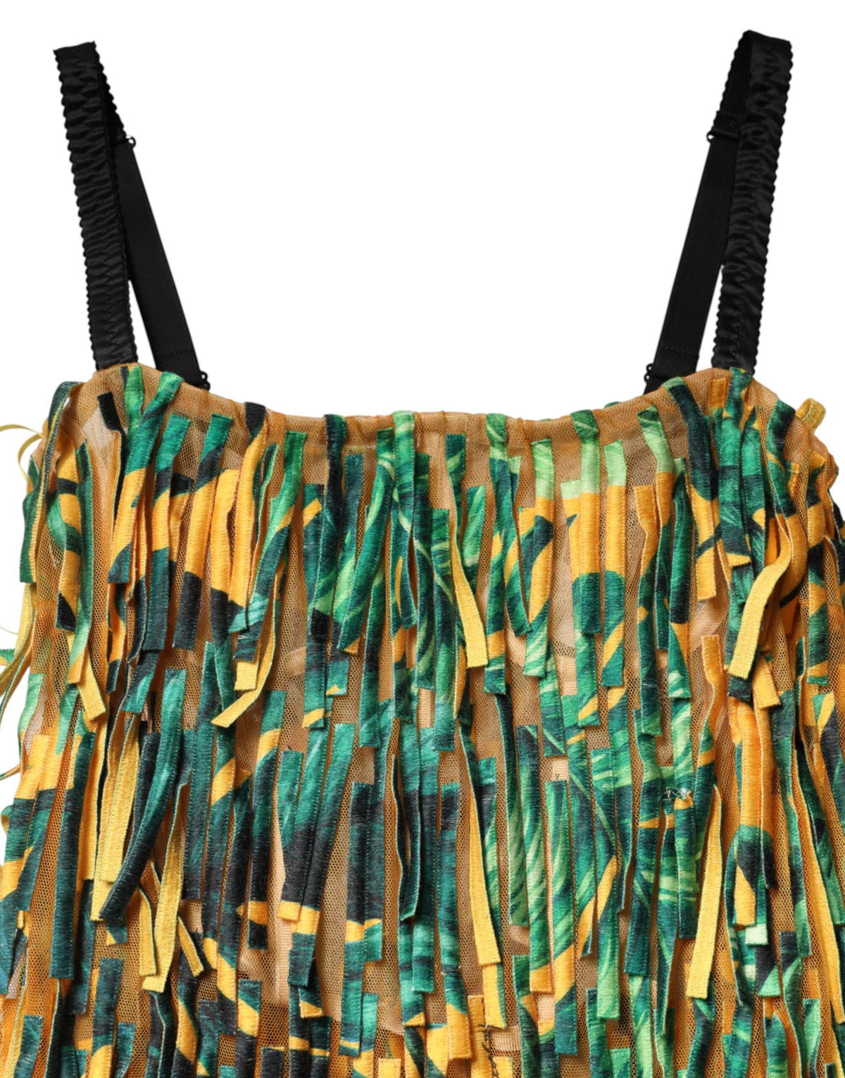 Dolce & Gabbana Multicolor Tropical Print Fringe Maxi Women's Dress