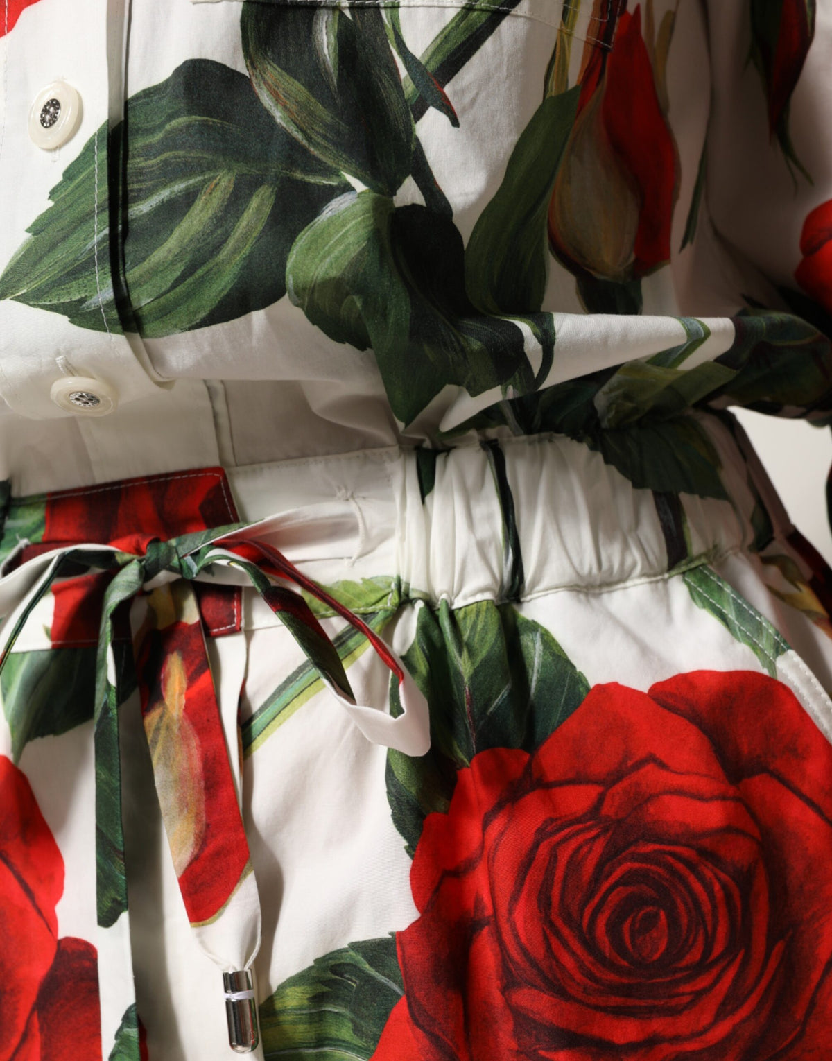 Dolce & Gabbana White Floral Print Cotton Jumpsuit Women's Dress
