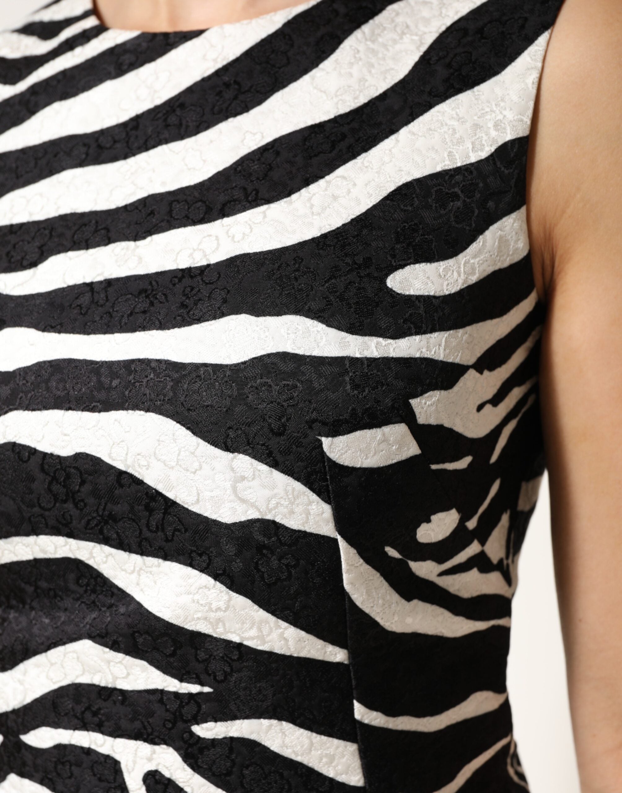 Dolce & Gabbana Black White Zebra Sleeveless A-line Women's Dress