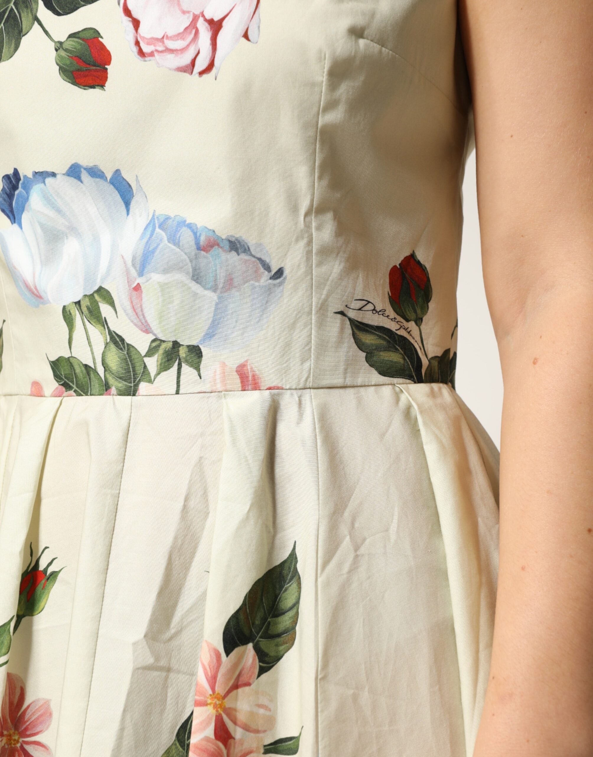 Dolce & Gabbana Beige Floral Sleeveless A-line Women's Dress