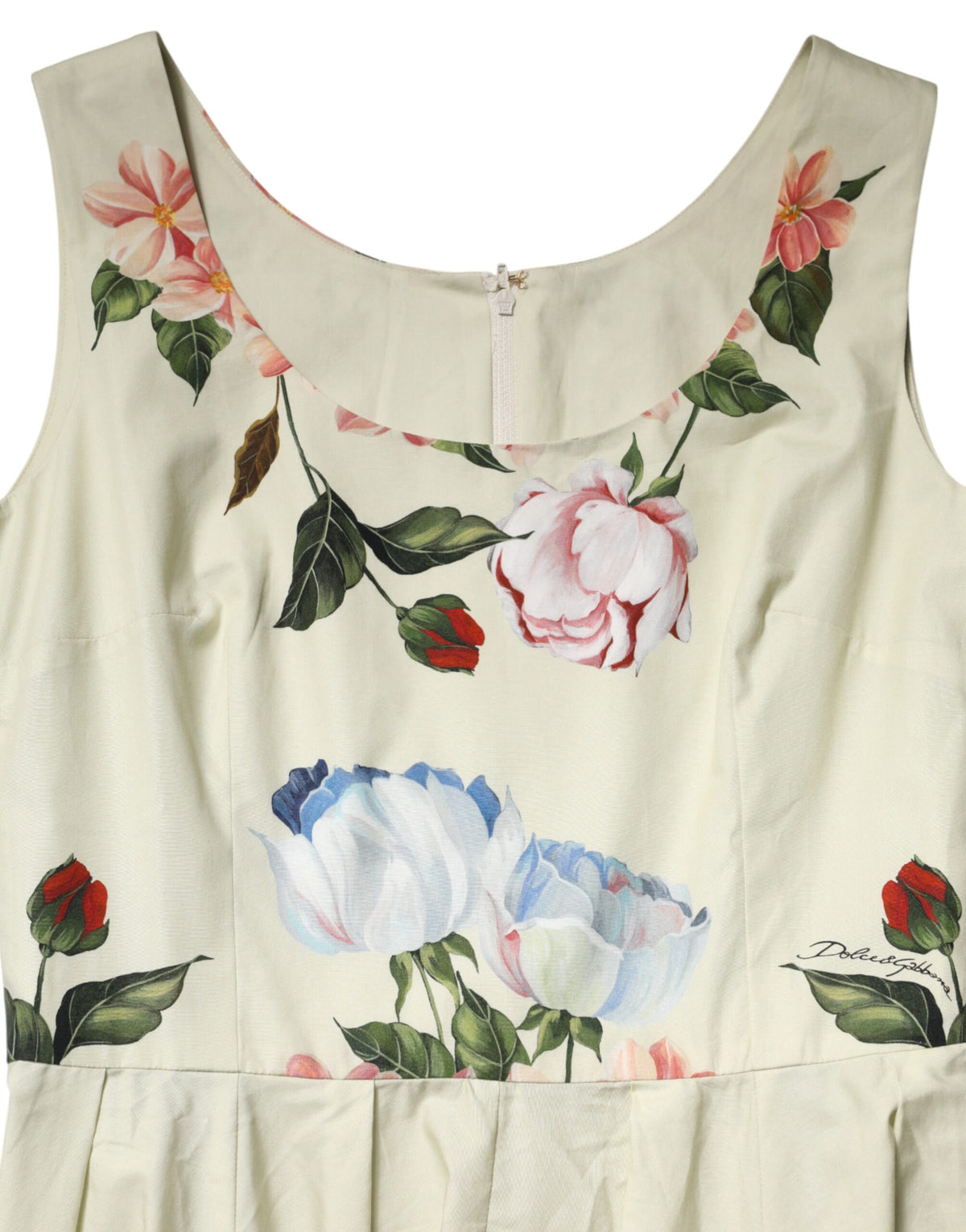 Dolce & Gabbana Beige Floral Sleeveless A-line Women's Dress