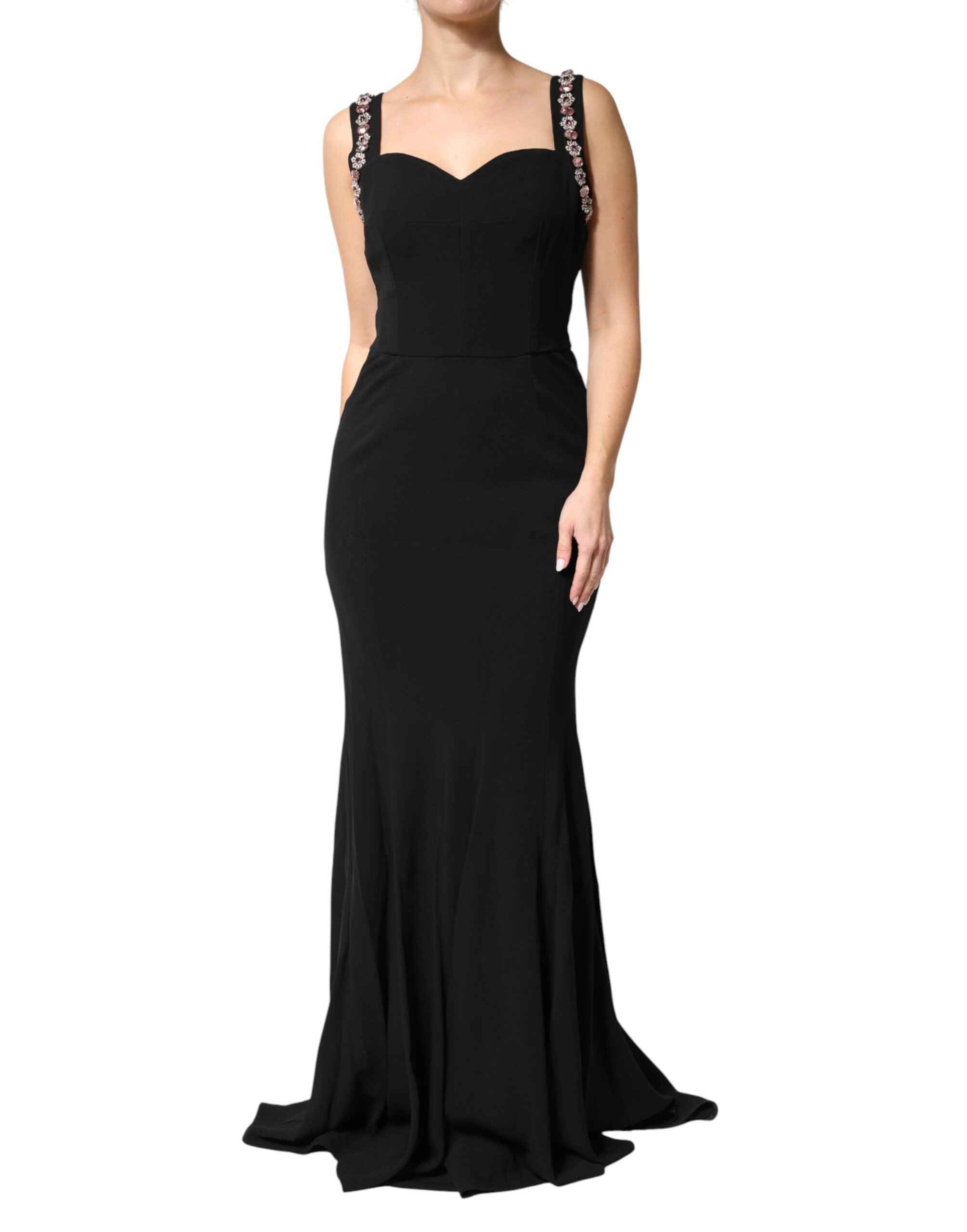 Dolce & Gabbana Black Embellished Bodycon Long Gown Women's Dress