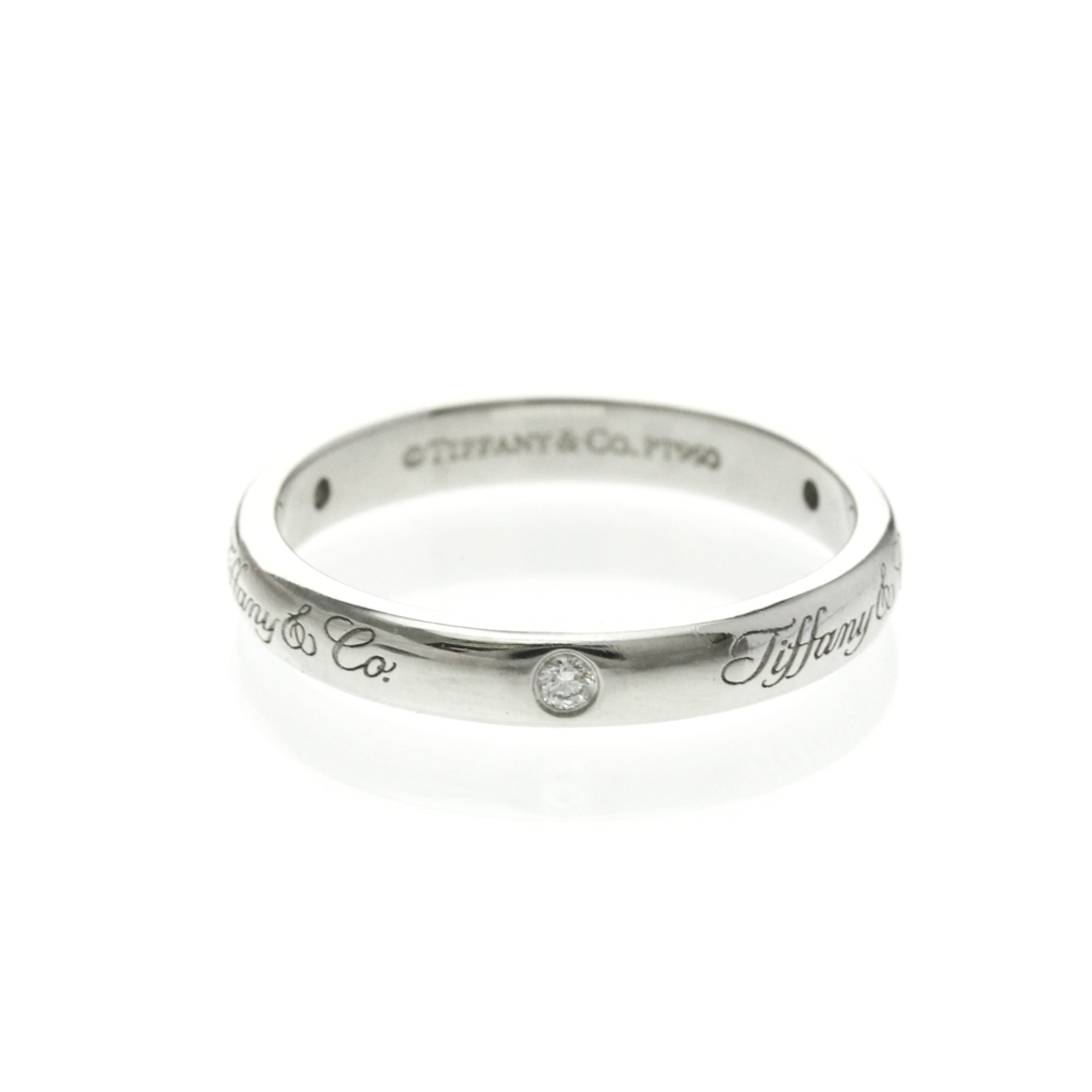 Tiffany & Co. Notes Wedding Band Platinum With Diamonds Silver Platinum Ring Jewelry (Pre-Owned)