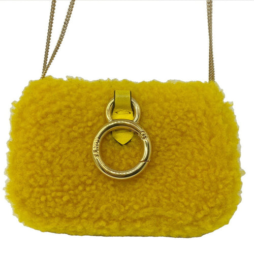 Fendi Mamma Baguette Yellow Fur Shoulder Bag (Pre-Owned)