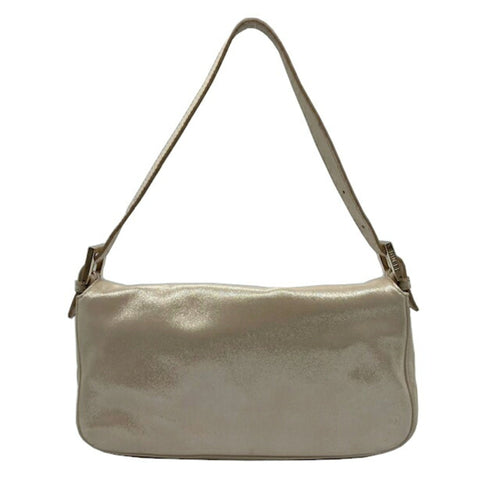 Fendi Mamma Baguette Beige Leather Shoulder Bag (Pre-Owned)