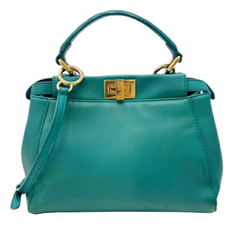 Fendi Peekaboo Green Leather Handbag (Pre-Owned)