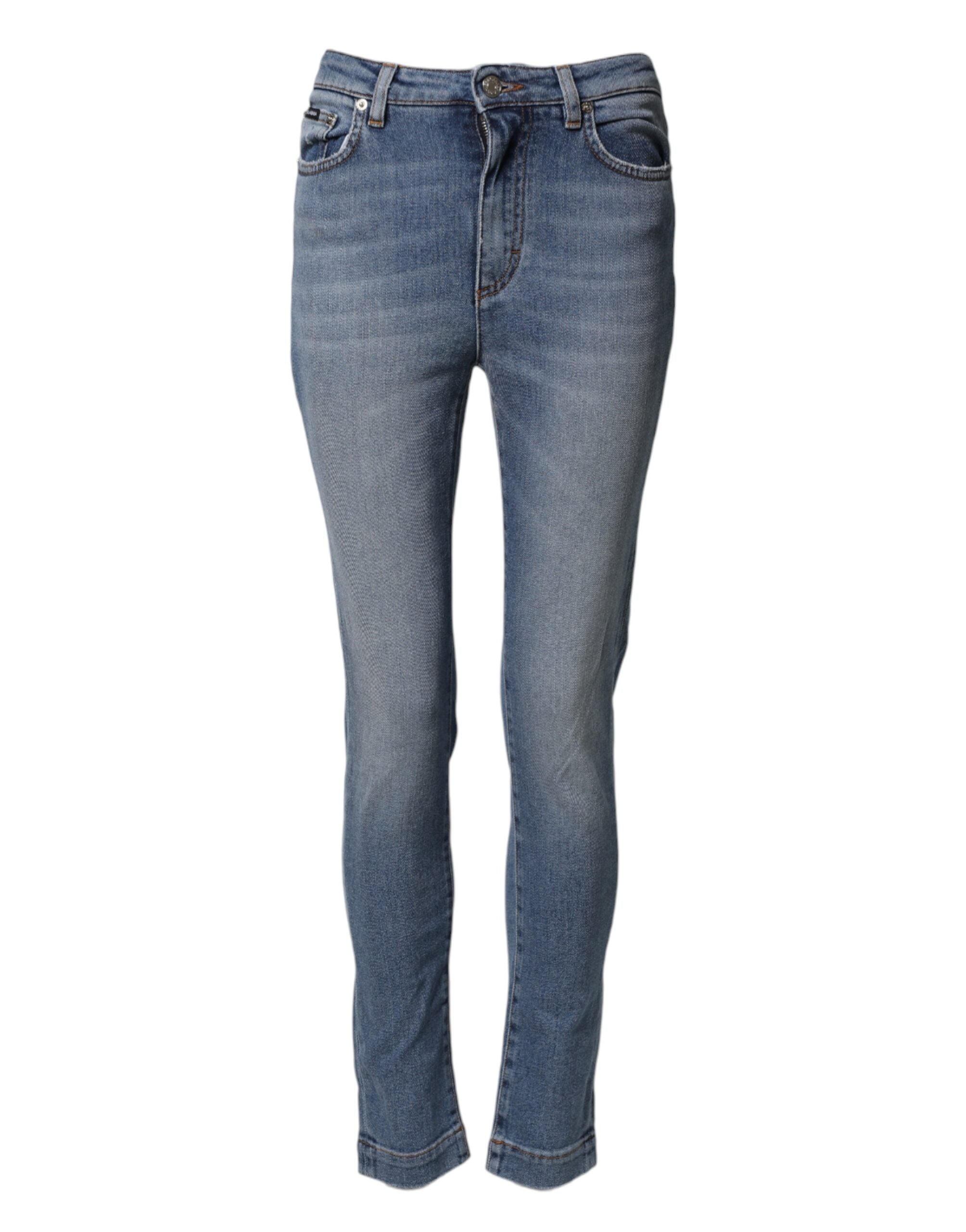 Dolce & Gabbana Blue Washed Cotton Skinny Denim Trouser Women's Jeans