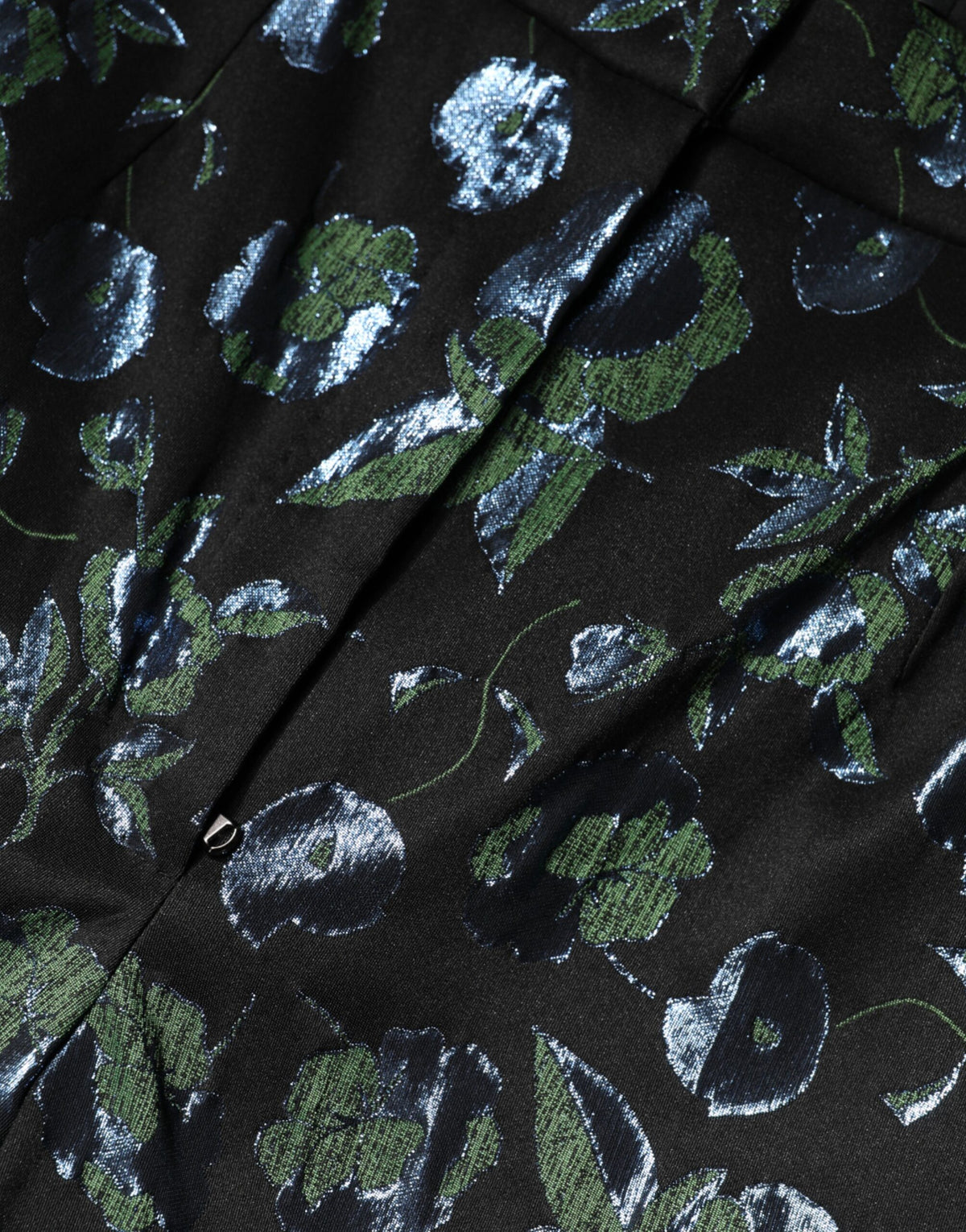 Dolce & Gabbana BlueGreen Floral Metallic Slim Trouser Women's Pants