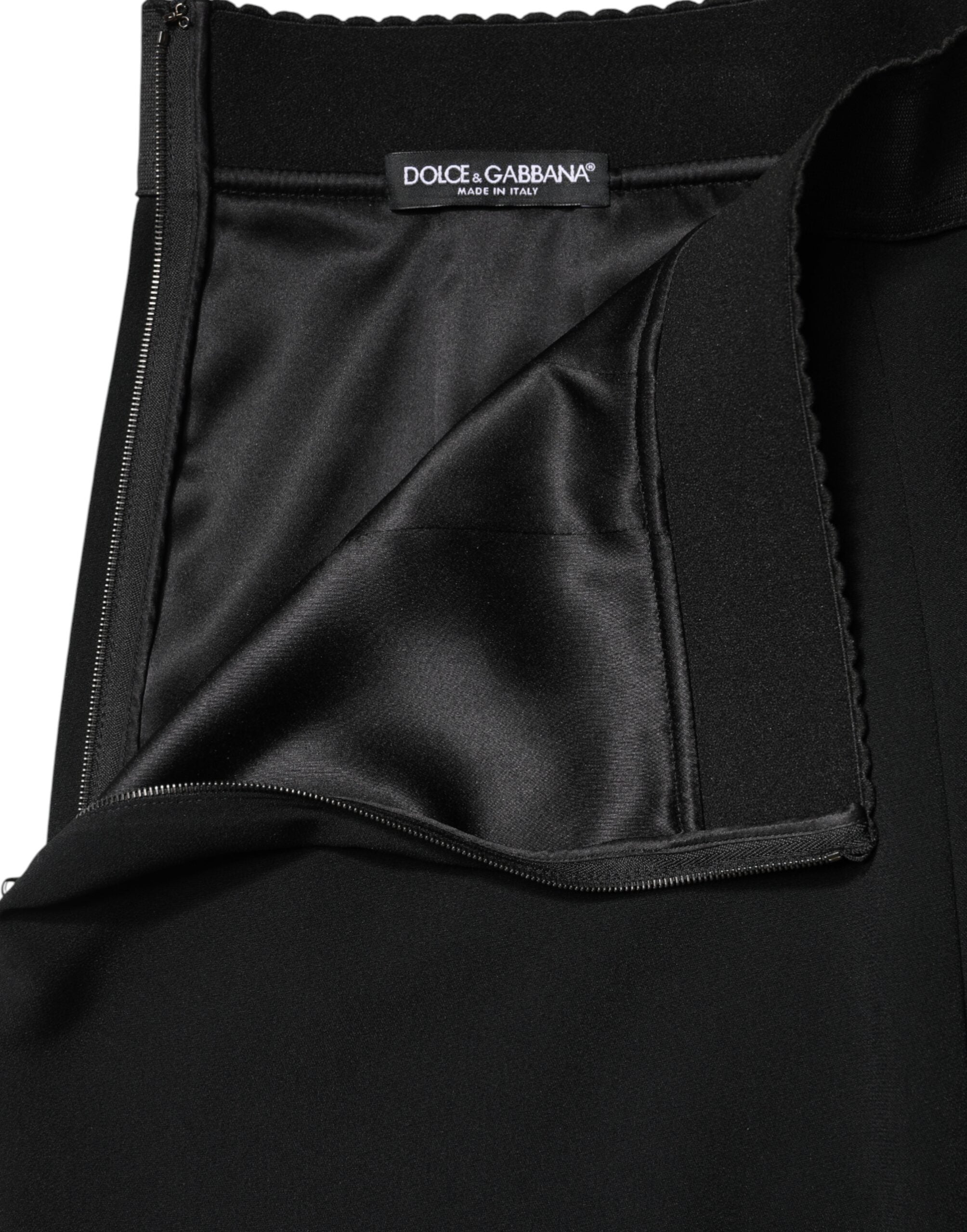Dolce & Gabbana Black Mid Waist A-line Knee Length Women's Skirt