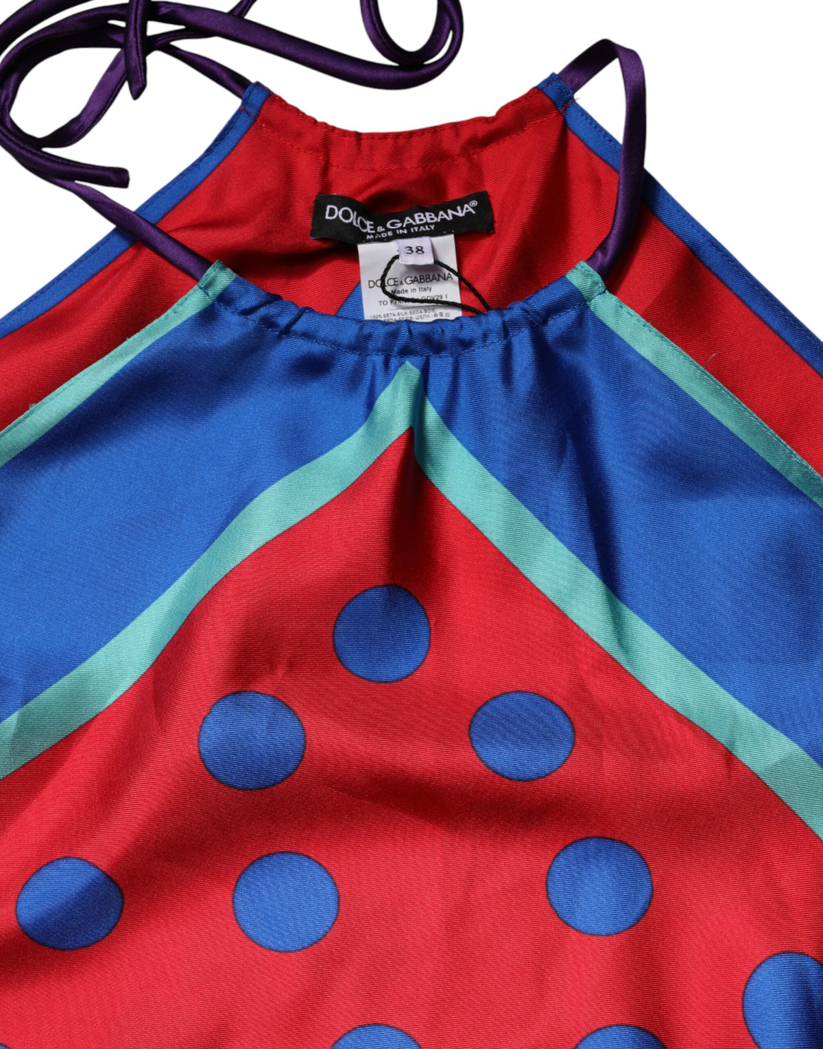 Dolce & Gabbana Multicolor Polka Dot Tie Halter Blouse  Women's Top