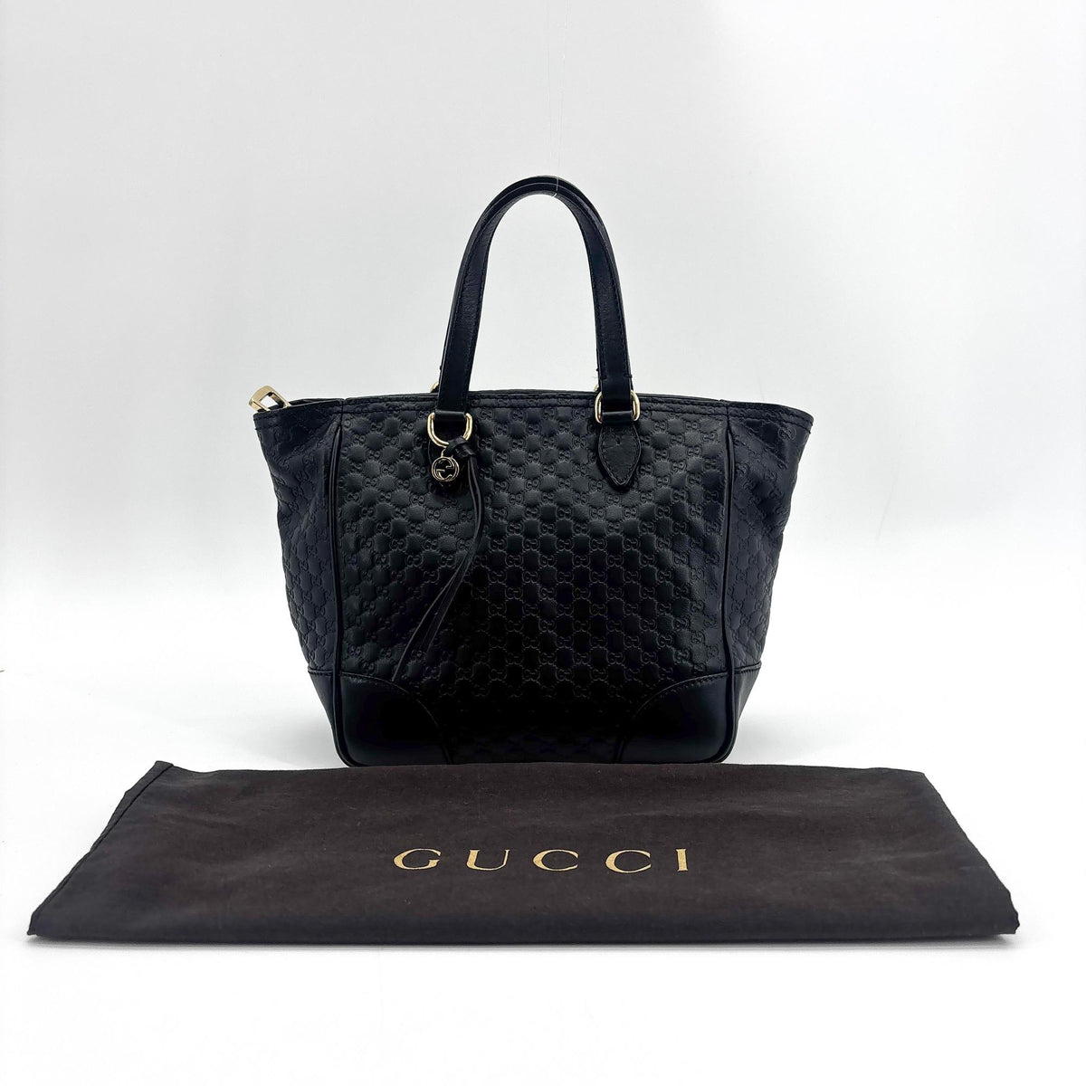 Gucci Bree Microguccissima Leather Black Leather Tote Bag Bag (Pre-Owned)
