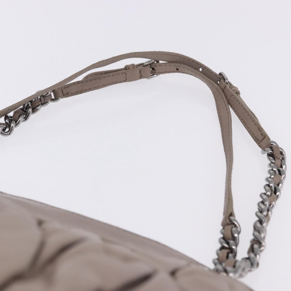 Miu Miu Chain Pushlock Matelassé Nappa Leather Beige Leather Shoulder Bag Bag (Pre-Owned)