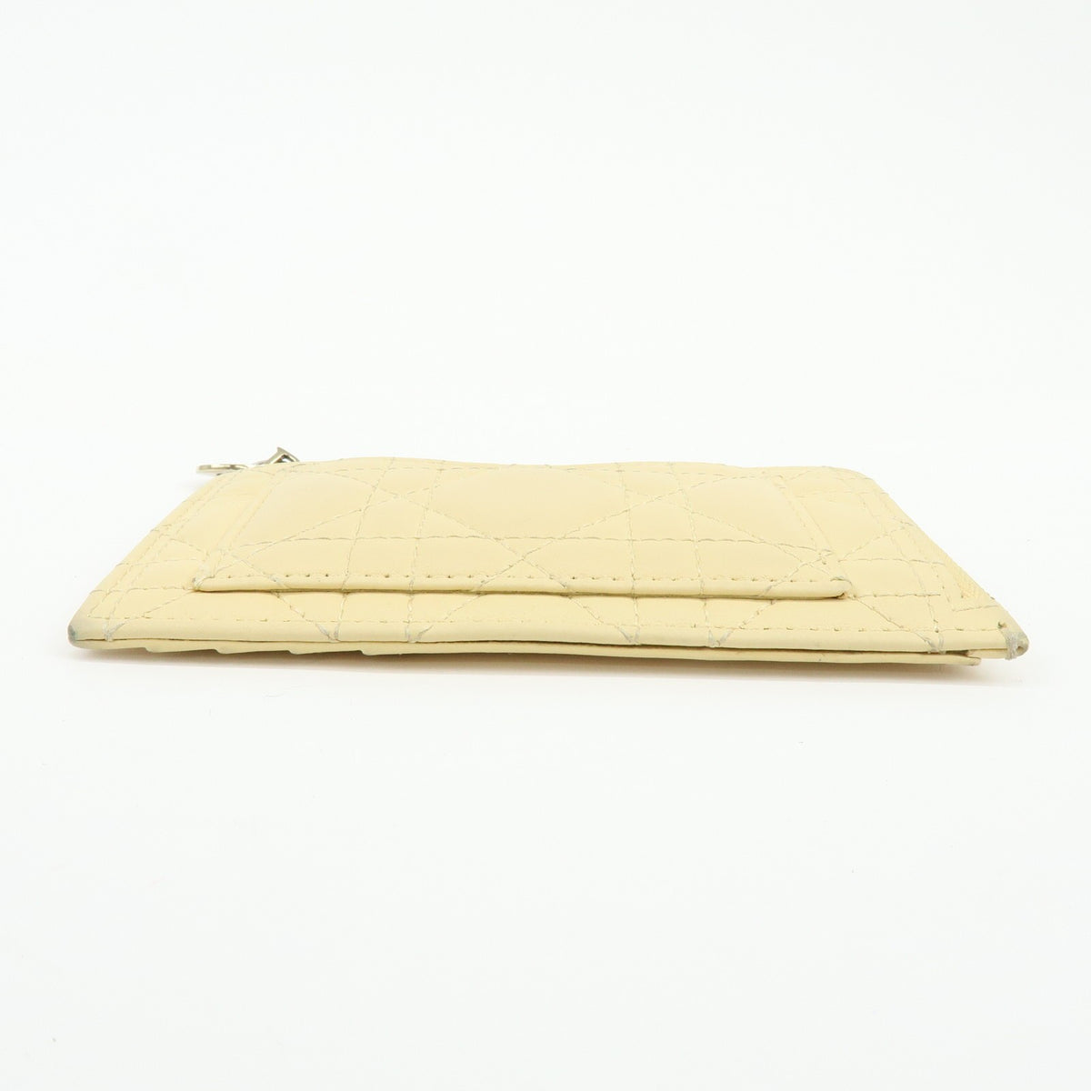 Christian Dior Lady Dior Card Holder Cannage Quilt Patent Yellow Leather Card Holders Accessory (Pre-Owned)