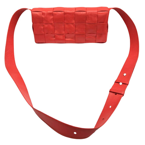 Bottega Veneta Cassette Red Leather Shoulder Bag (Pre-Owned)