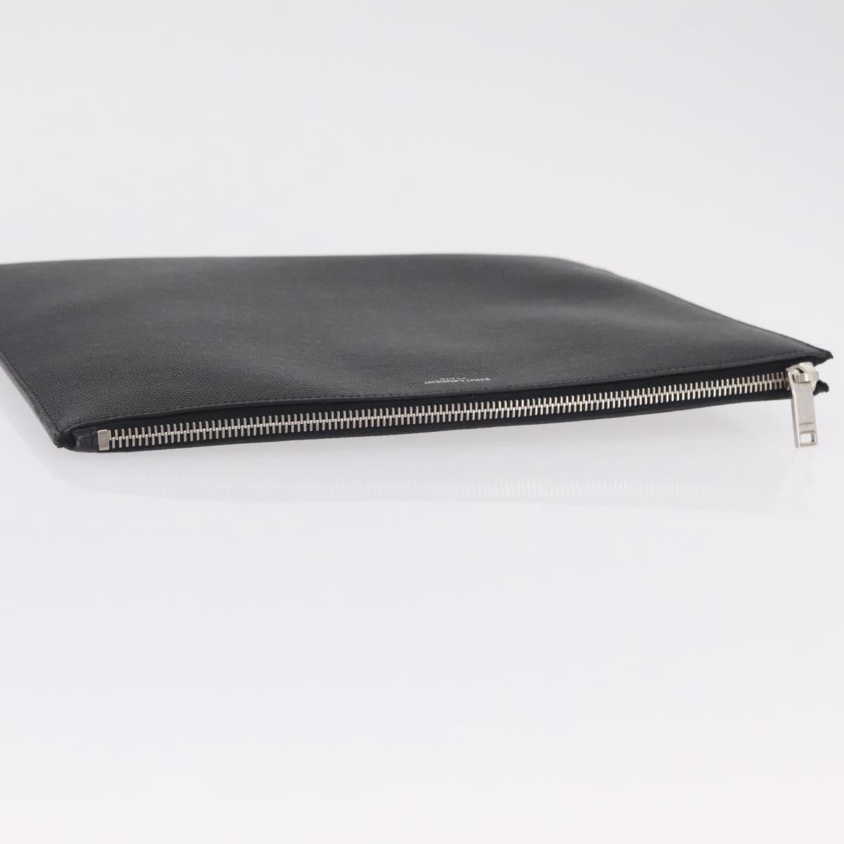 Saint Laurent Letters Zip Clutch Leather Black Leather Clutche & Pouche Bag (Pre-Owned)