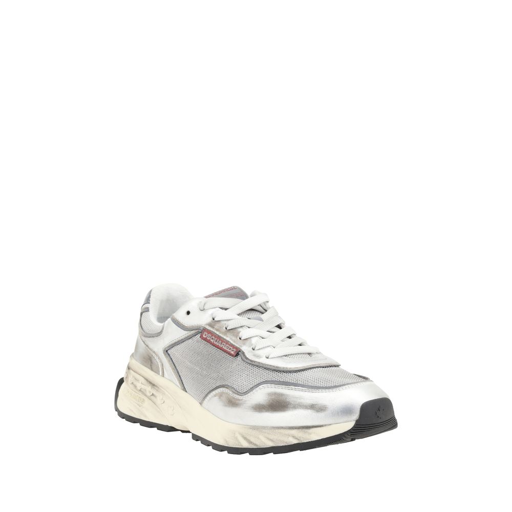 Dsquared² White Calf Leather Bos Taurus Athletic Men's Sneakers