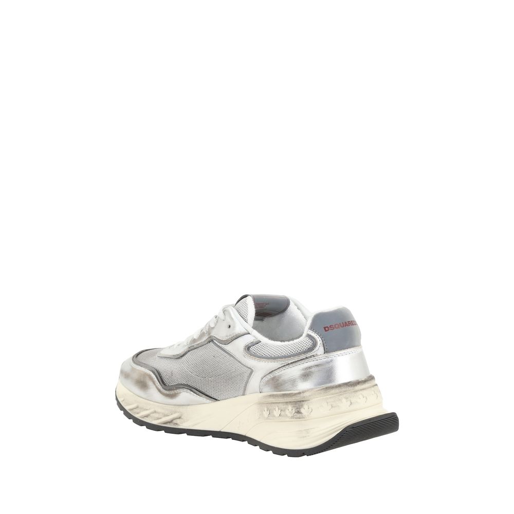 Dsquared² White Calf Leather Bos Taurus Athletic Men's Sneakers