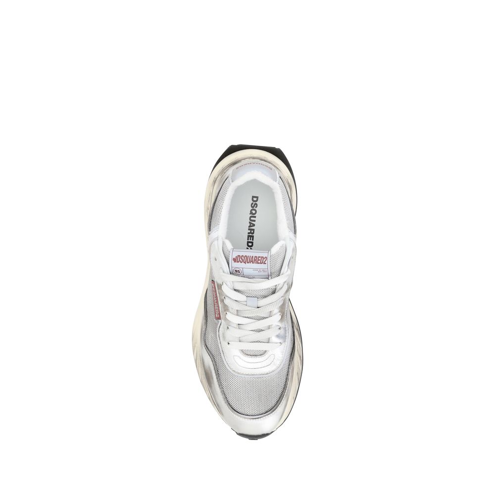 Dsquared² White Calf Leather Bos Taurus Athletic Men's Sneakers