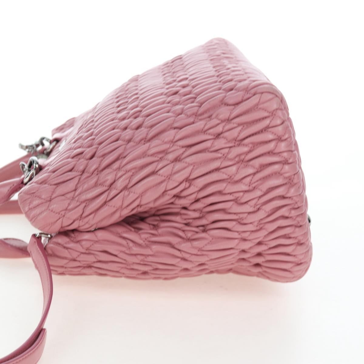 Miu Miu Crystal Turnlock Convertible Satchel Leather Pink Leather Shoulder Bag Bag (Pre-Owned)