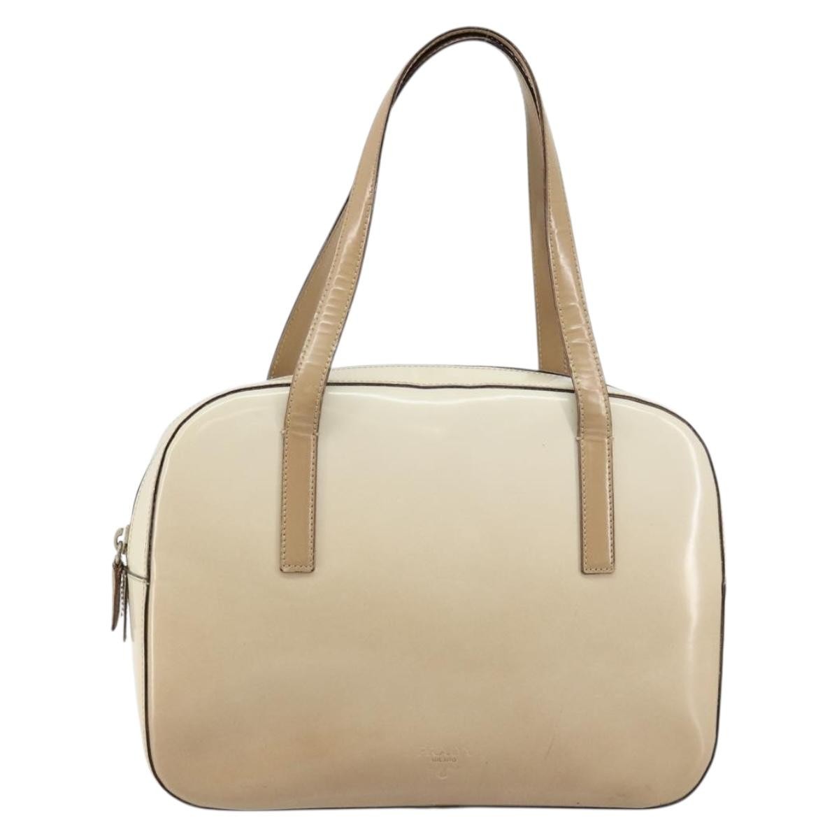Prada Re-Edition 1995 Patent Leather Beige Patent_Leather Handbag (Pre-Owned)