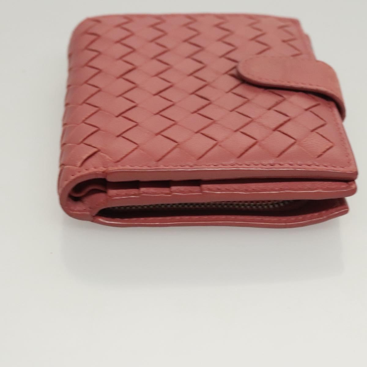 Bottega Veneta Bifold Coin Pocket Card Holder Intrecciato Nappa Pink Leather Wallets Accessory (Pre-Owned)