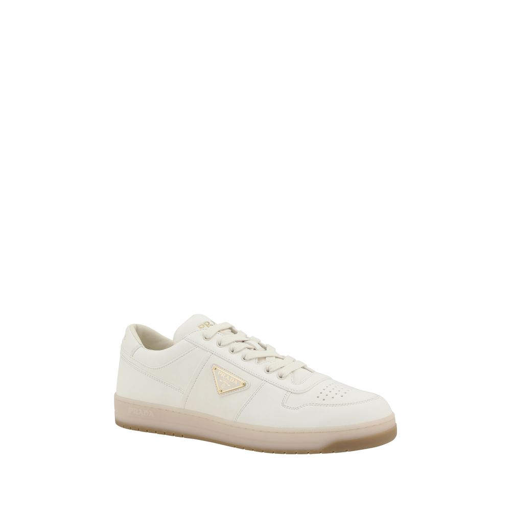 Prada White Calf Leather Bos Taurus Low Top Men's Sneakers