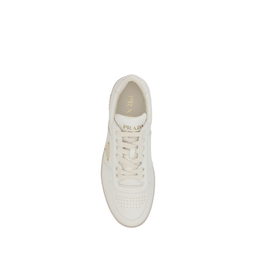 Prada White Calf Leather Bos Taurus Low Top Men's Sneakers
