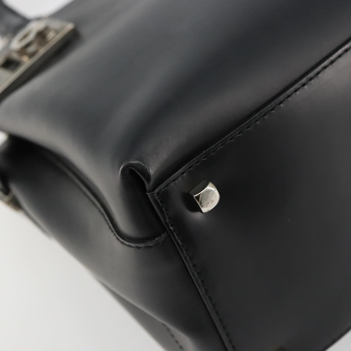 Salvatore Ferragamo Double Gancini Side Buckle Leather Black Leather Tote Bag Bag (Pre-Owned)