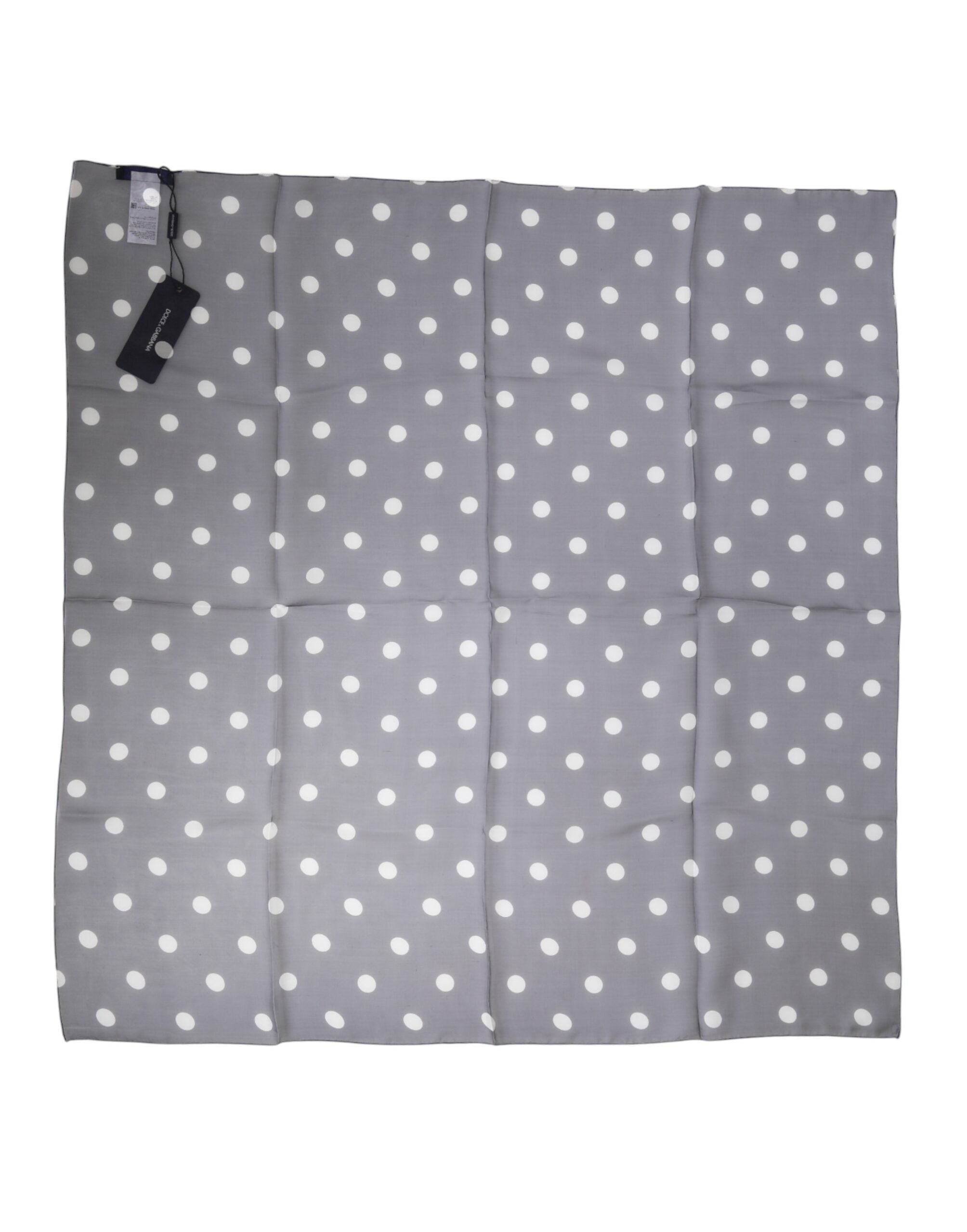 Dolce & Gabbana Blue Polka Dot Silk Square Foulard 91.5cm x 89.5cm Men's Scarf