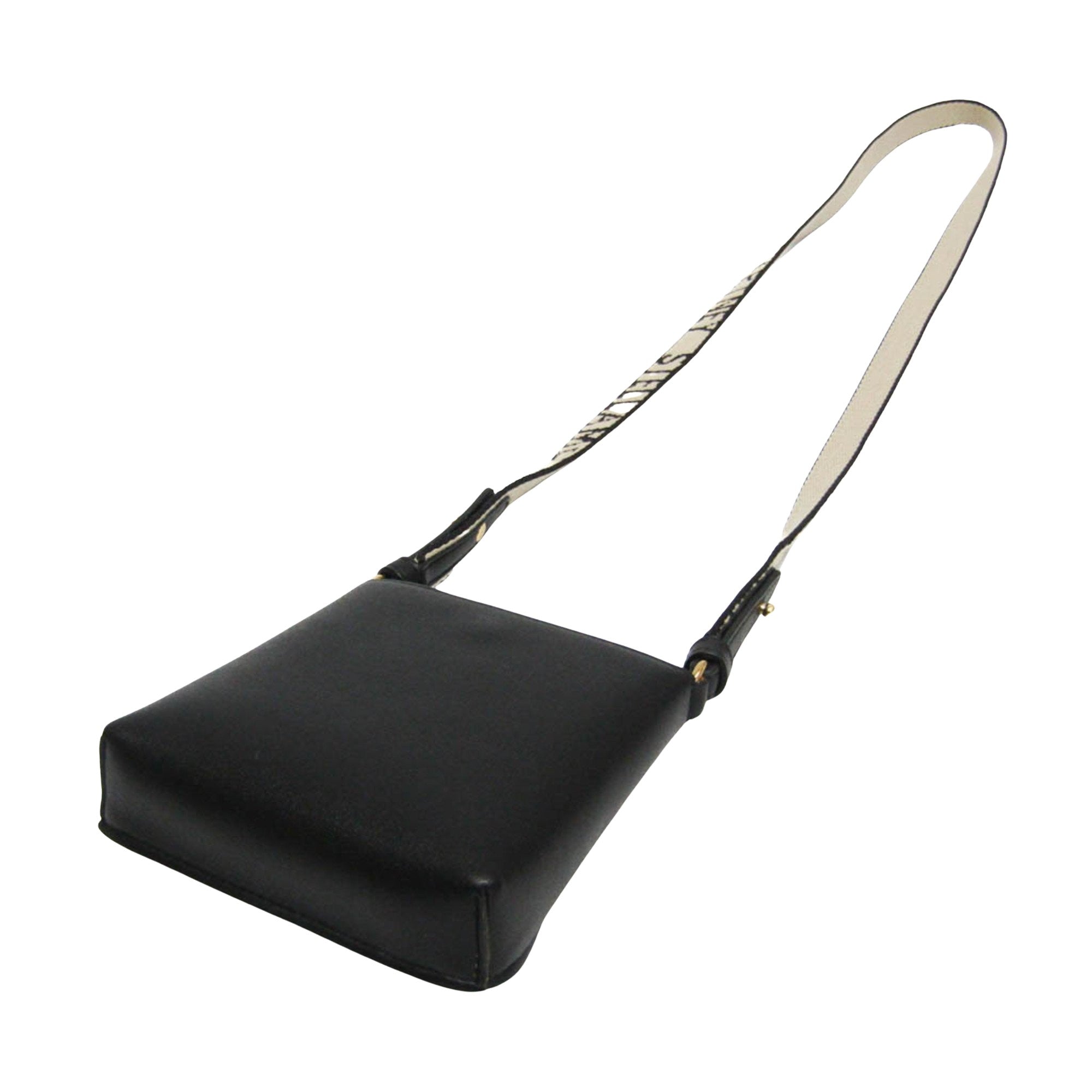 Stella Mccartney Stella Logo Black Leather Shoulder Bag (Pre-Owned)