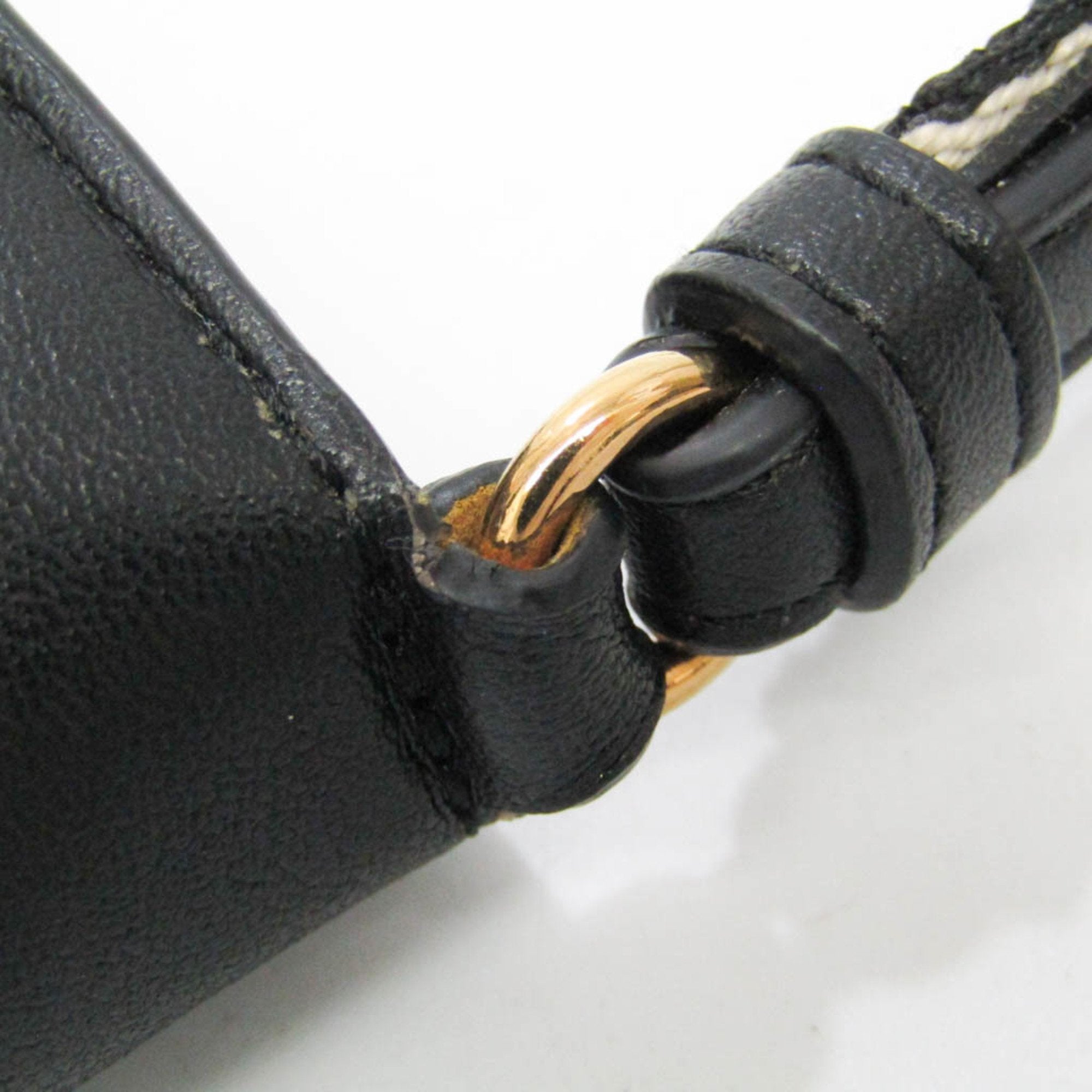 Stella Mccartney Stella Logo Black Leather Shoulder Bag (Pre-Owned)