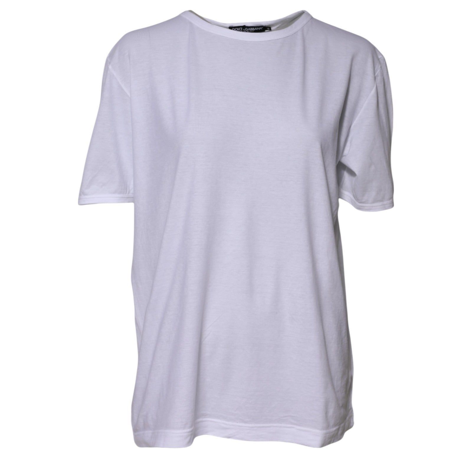 Dolce & Gabbana White Cotton Crew Neck Short Sleeves Women's T-shirt