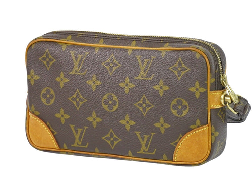 Louis Vuitton Marly Dragonne Brown Canvas Clutch Bag (Pre-Owned)