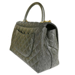 Chanel Coco Handle Silver Leather Handbag (Pre-Owned)