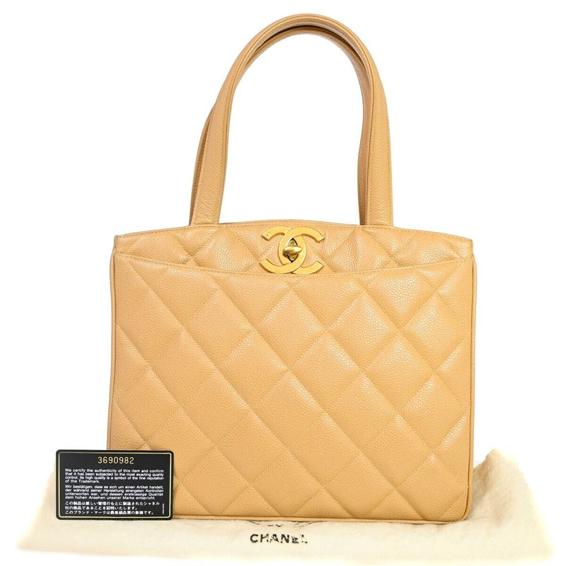 Chanel Matelassé Beige Leather Shoulder Bag (Pre-Owned)