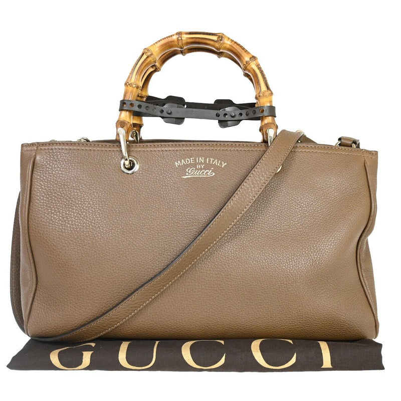 Gucci Bamboo Brown Leather Handbag (Pre-Owned)