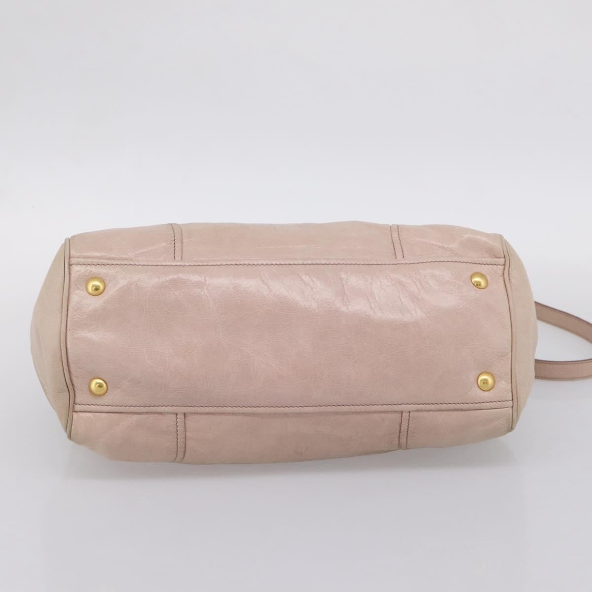 Miu Miu Vitello Lux Ring Satchel Leather Pink Leather Handbag (Pre-Owned)
