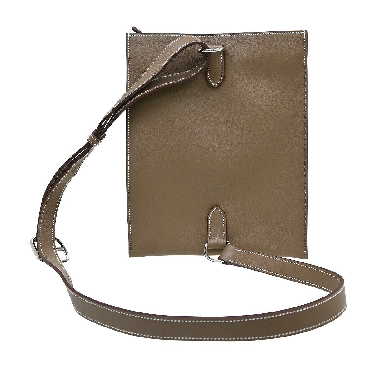 Hermes Pochenplus Sling Leather Gray Leather Shoulder Bag Bag (Pre-Owned)
