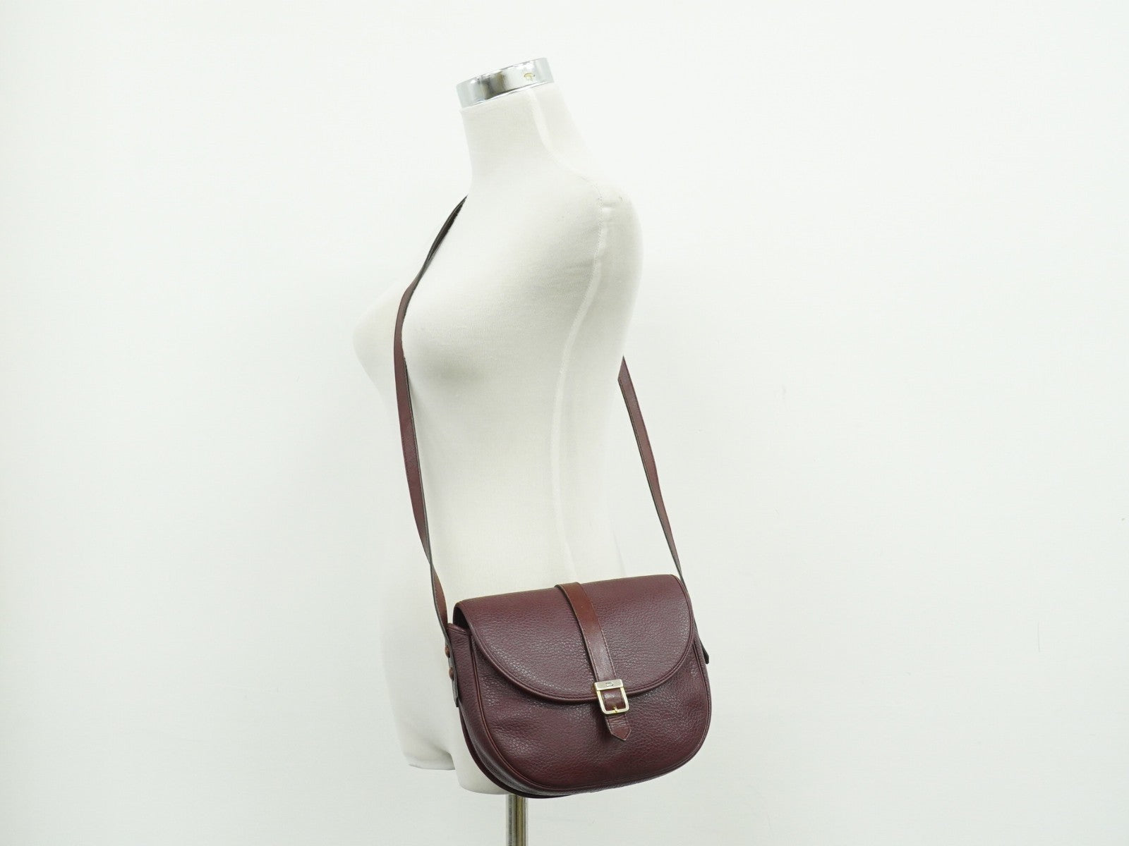 Christian Dior Vintage Cd Flap Leather Burgundy Leather Shoulder Bag Bag (Pre-Owned)