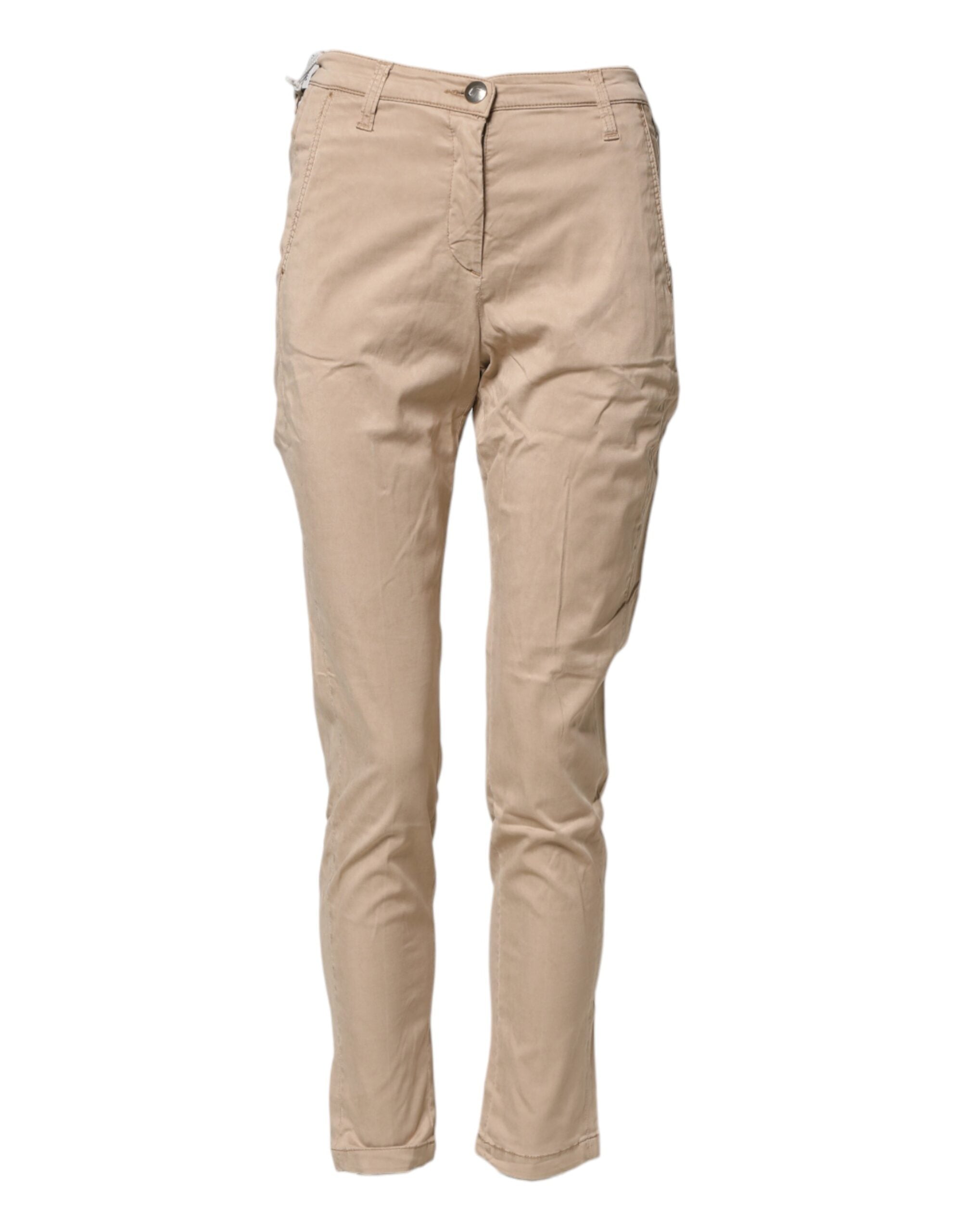Jacob Cohen Beige Lyocell Skinny High Waist Chino Casual Women's Pants (Pre-Owned)