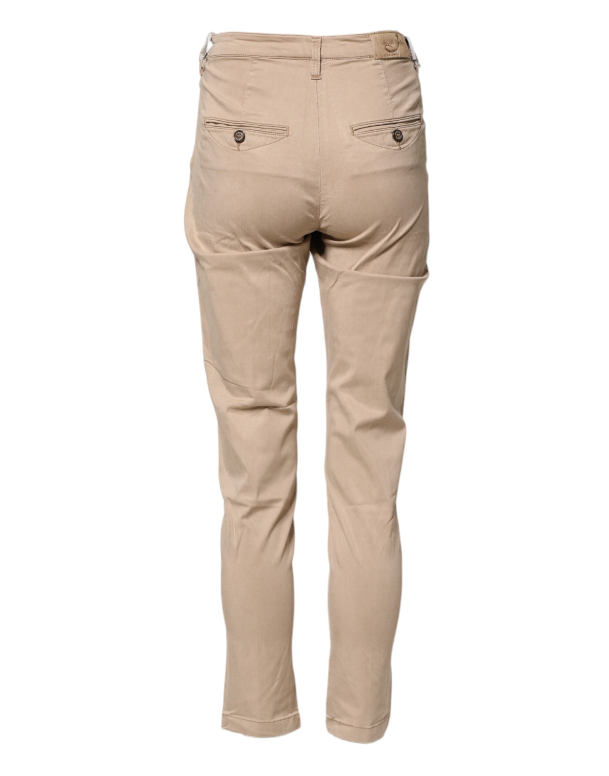 Jacob Cohen Beige Lyocell Skinny High Waist Chino Casual Women's Pants (Pre-Owned)