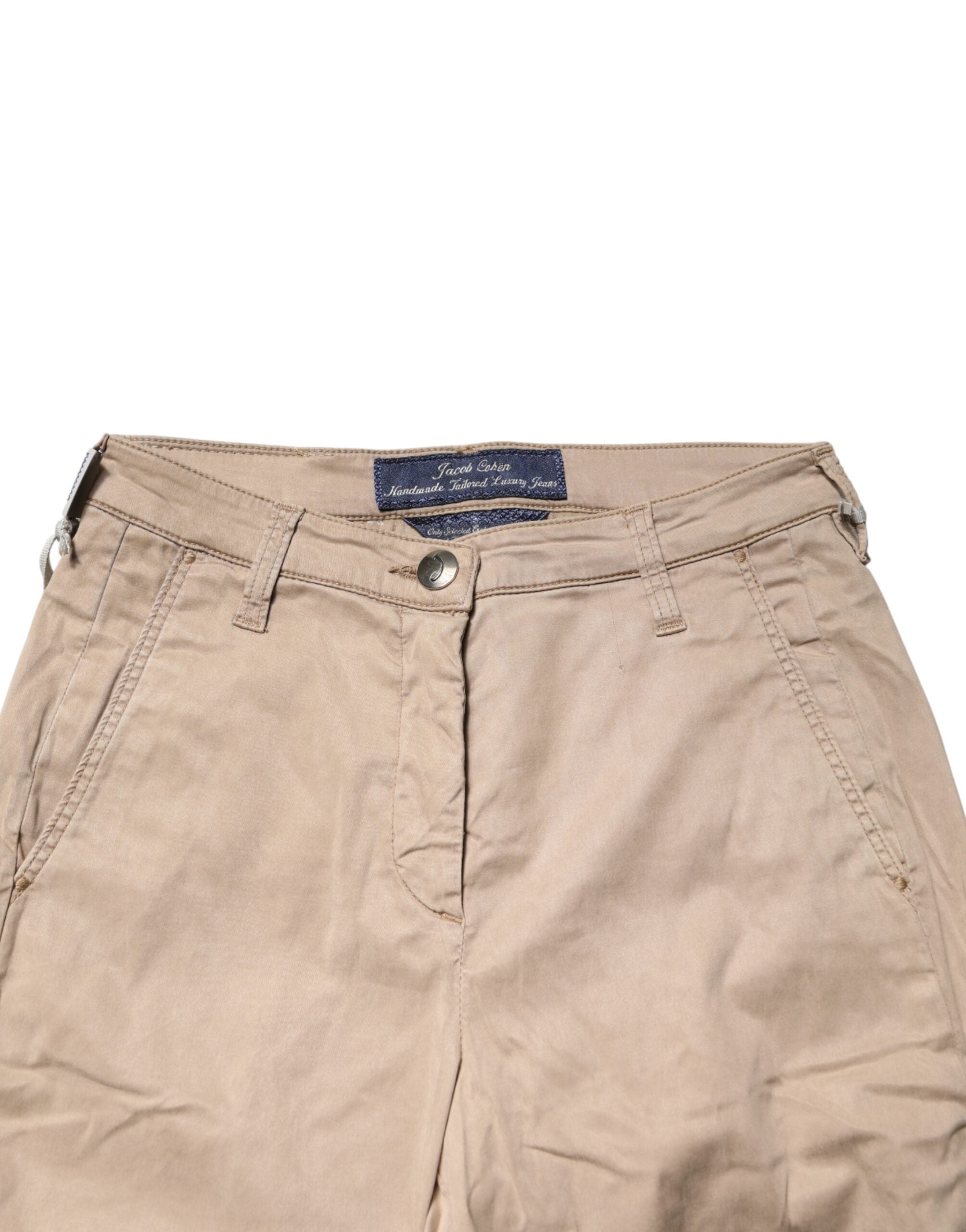 Jacob Cohen Beige Lyocell Skinny High Waist Chino Casual Women's Pants (Pre-Owned)