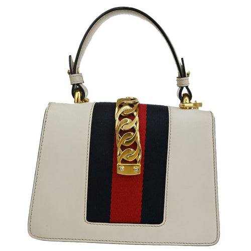 Gucci Sylvie White Leather Shoulder Bag (Pre-Owned)