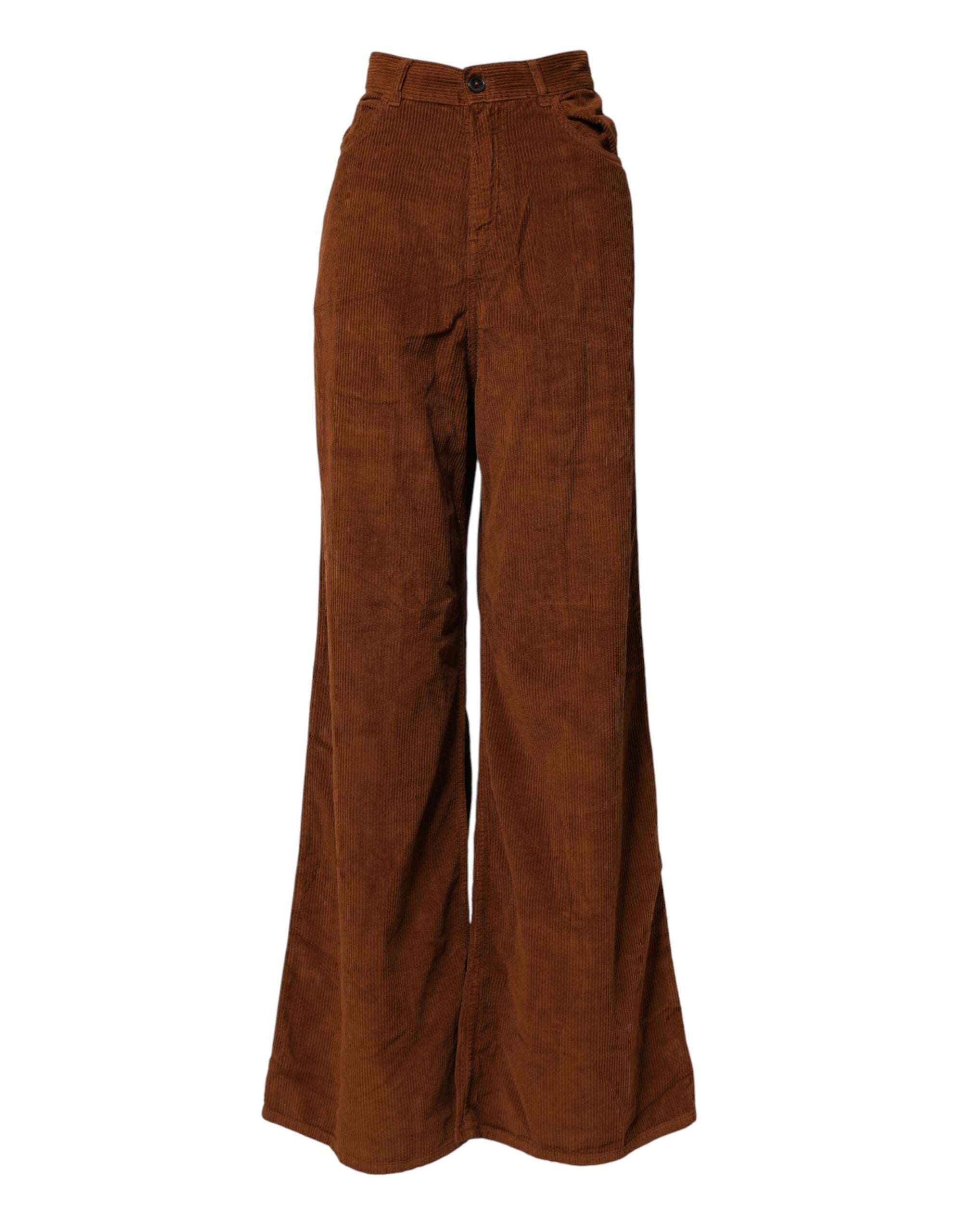 Jucca Brown Wide Leg High Waist Corduroy Denim Trouser Women's Jeans