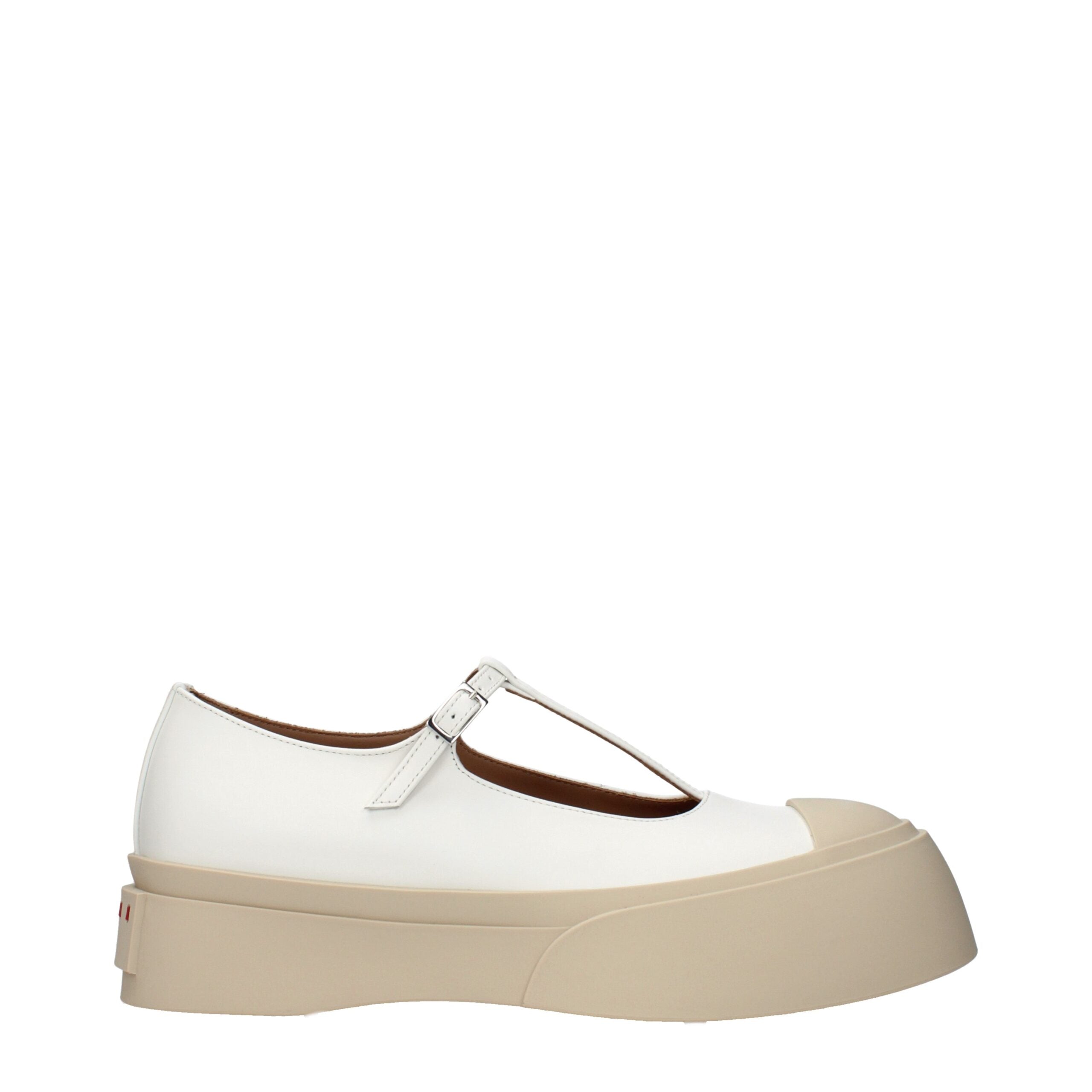 Marni White Leather Slip-On Women's Loafers