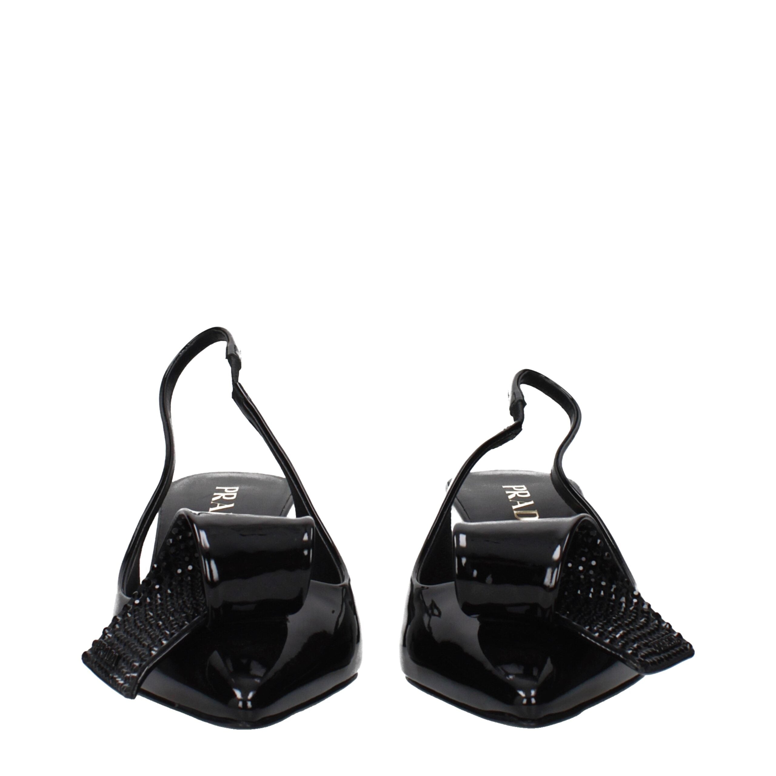 Prada Black Leather Stiletto Heel Women's Sandals