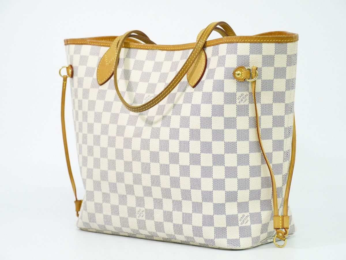 Louis Vuitton Neverfull Damier White Canvas Tote Bag Bag (Pre-Owned)