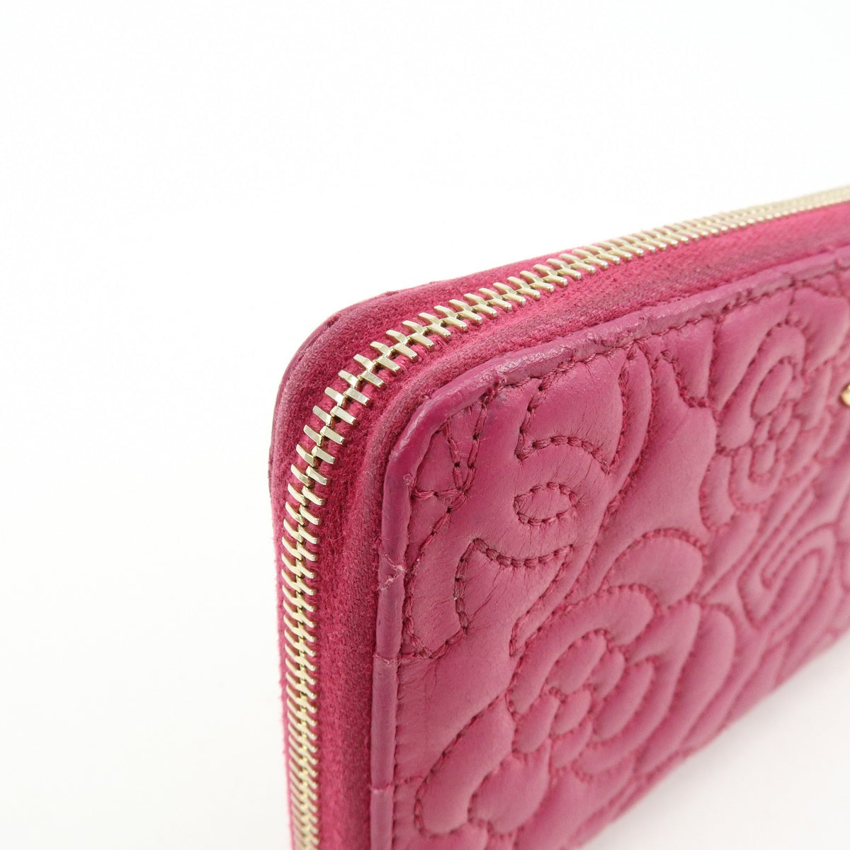 Chanel Zip Around Camellia Patent Pink Calfskin Wallets Accessory (Pre-Owned)
